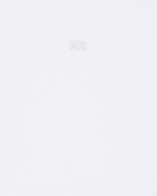 ARMANI EXCHANGE White Cropped Cotton Jersey T-Shirt