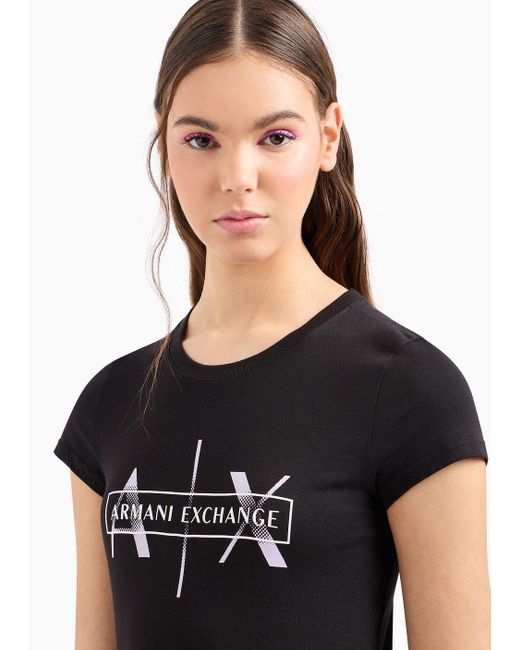 T-shirt Slim Fit In Cotone Organico Asv di Armani Exchange in Black