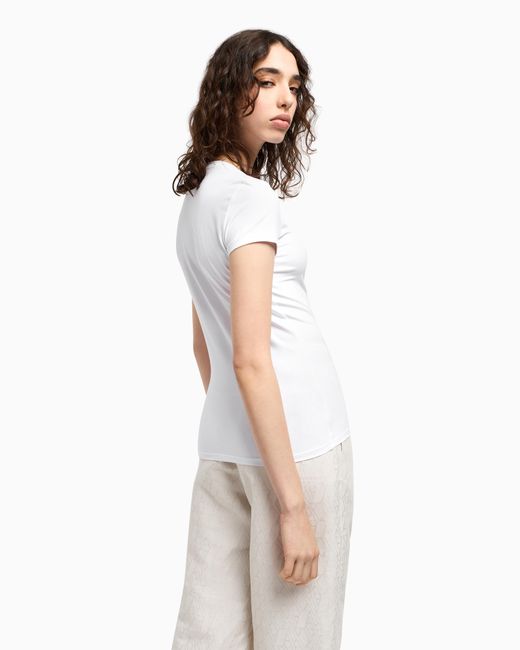 Camiseta Slim Fit Con Logo Central ARMANI EXCHANGE de color White