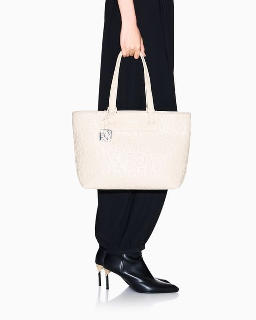 ARMANI EXCHANGE Natural Shopper Bag With Allover Logo