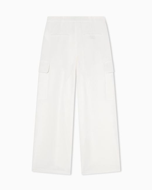 ARMANI EXCHANGE White Wide Trousers With Pleats