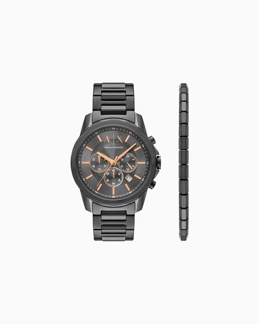 Set Regalo Con Orologio E Bracciale Cronografo di ARMANI EXCHANGE in White da Uomo