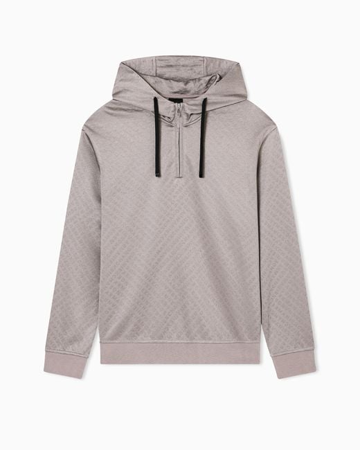 Felpa Con Cappuccio Micro Texture di ARMANI EXCHANGE in Gray da Uomo