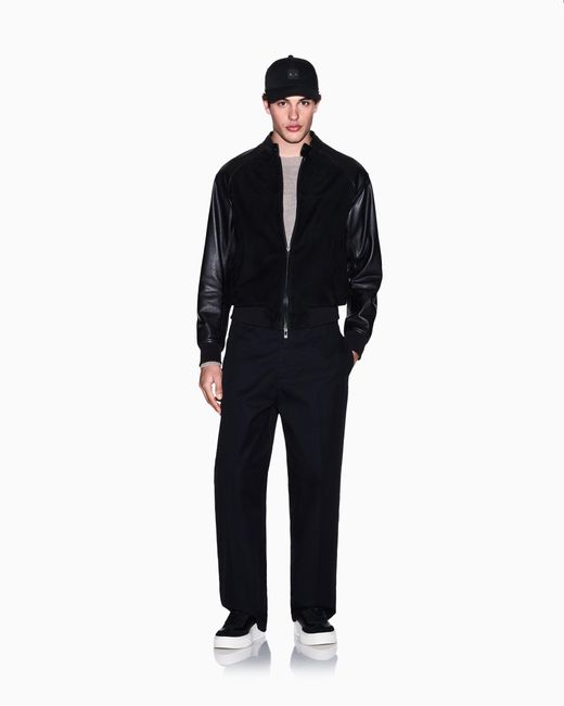 ARMANI EXCHANGE Blue Genuine Leather Suede Jacket for men