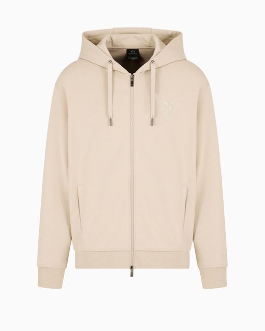 ARMANI EXCHANGE Kapuzenpullover Mit Reißverschluss Und Adler-Stickerei Aus Asv-Bio-Baumwolle in Natural für Herren