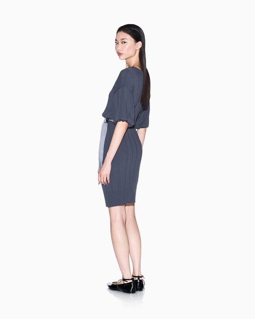 Abito Midi A Coste Con Cintura di ARMANI EXCHANGE in Blue