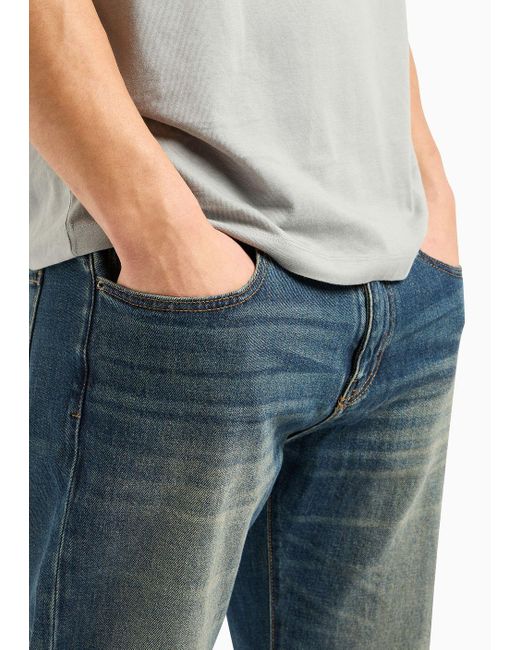 Armani Exchange Blue J16 Boyfriend Fit Cropped Jeans In Indigo Denim for men