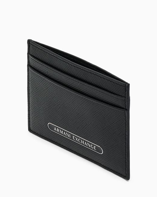 ARMANI EXCHANGE White Smooth Texture Card Holder for men