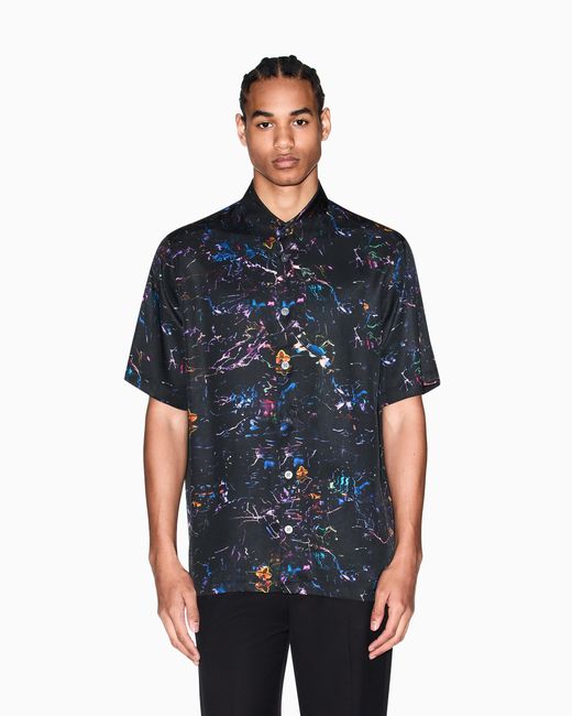ARMANI EXCHANGE Black Viscose Twill Shirt for men