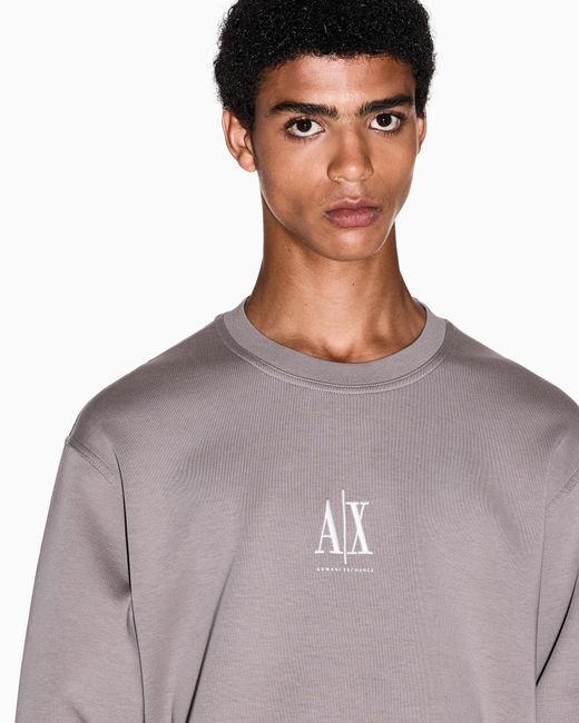 Sudadera De Algodón Elástico Con Cuello Redondo Icon ARMANI EXCHANGE de hombre de color Purple