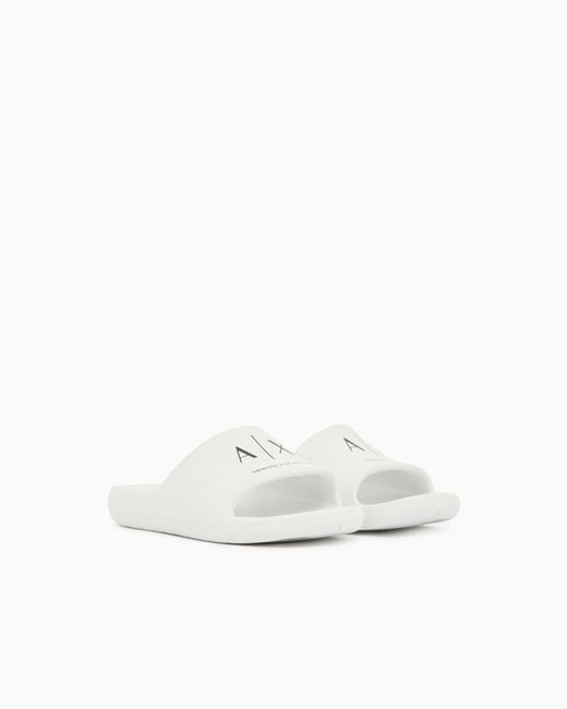 ARMANI EXCHANGE White Slides With Logo for men