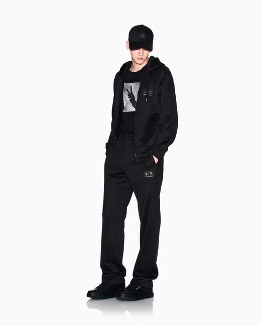 ARMANI EXCHANGE Black Jogger Pants With Metal Logo for men