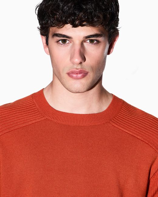 ARMANI EXCHANGE Orange Crew Neck Sweater With Shoulder Detail for men