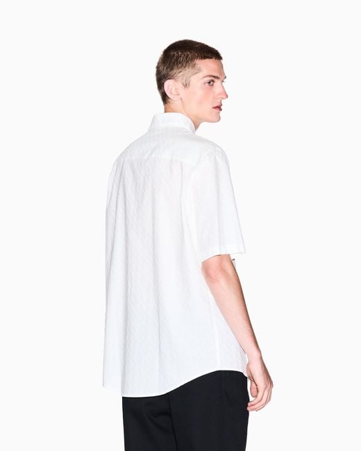 ARMANI EXCHANGE White Short-Sleeve Button-Up Shirt for men