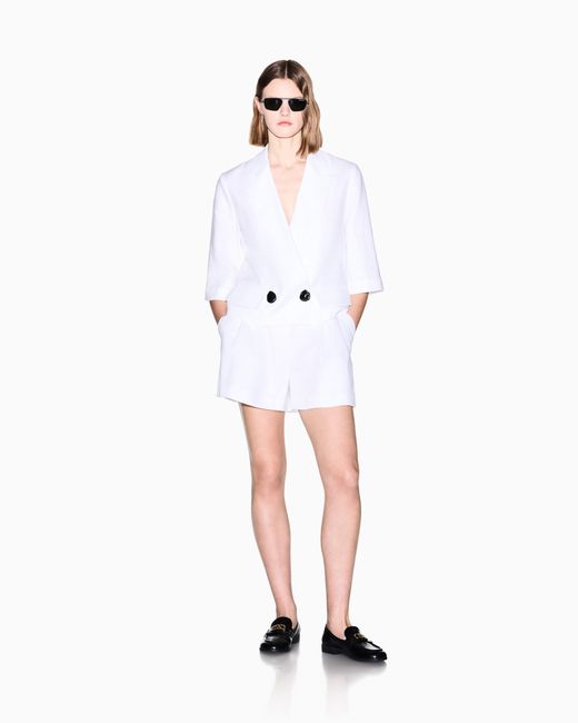 ARMANI EXCHANGE White Linen Twill Fabric Jacket