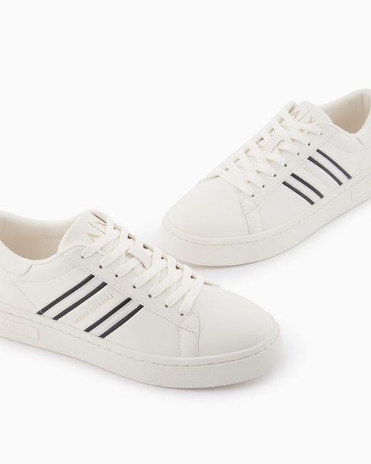 ARMANI EXCHANGE White Urban-Tech Sneakers With Webbing Details