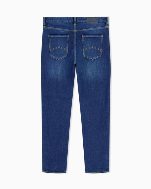 ARMANI EXCHANGE Blue Comfort Slim-Fit Cotton Denim Jeans With Fading Essential for men