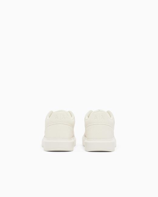 ARMANI EXCHANGE White Sneakers With Suede Inserts And Tumbled Finish for men
