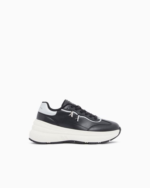 ARMANI EXCHANGE White Sneakers With Nappa Pillow And Metal Suede