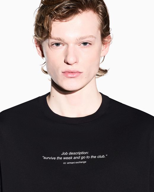 ARMANI EXCHANGE Black Regular Fit T-Shirt for men