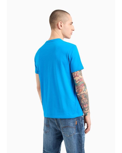 Armani Exchange Blue Regular Fit Jersey T-shirt With Geometric Print for men