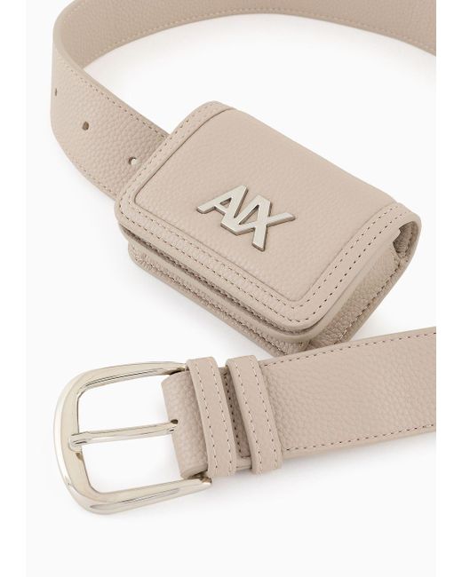 Armani Exchange White Belt With Logo Card Holder