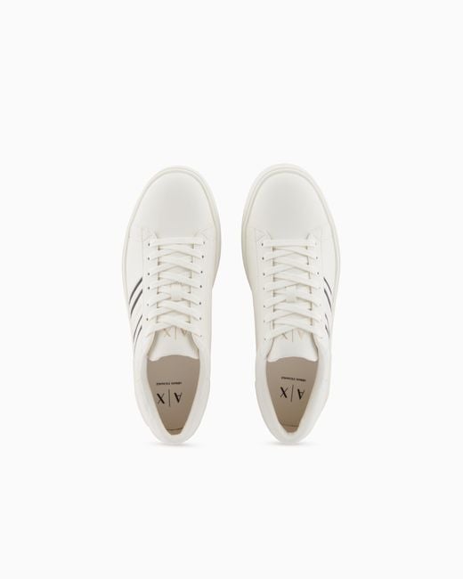 ARMANI EXCHANGE White Sneakers With Webbing And Rubber Sole for men