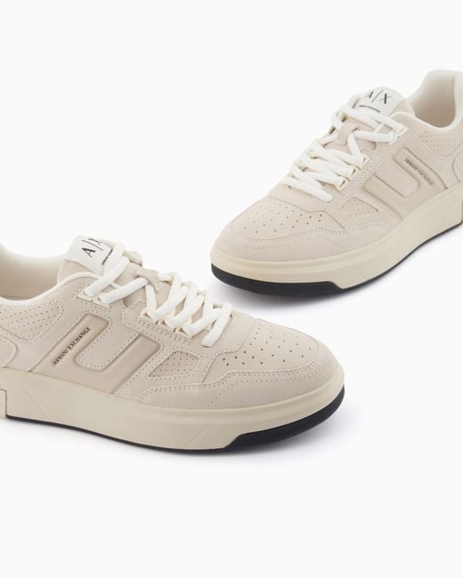 ARMANI EXCHANGE White Technical Fabric Sneakers for men