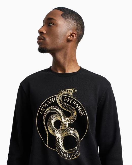 ARMANI EXCHANGE Sweat-Shirt À Col Rond Avec Maxi Imprimé in Black für Herren