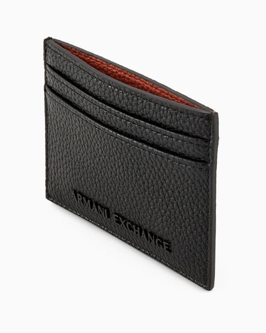 ARMANI EXCHANGE White Smooth Texture Card Holder for men