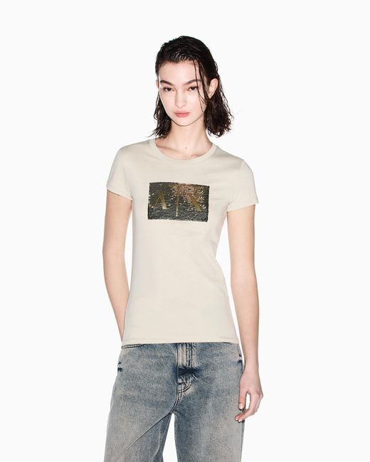 ARMANI EXCHANGE White Slim Fit T-Shirt Cotton Jersey