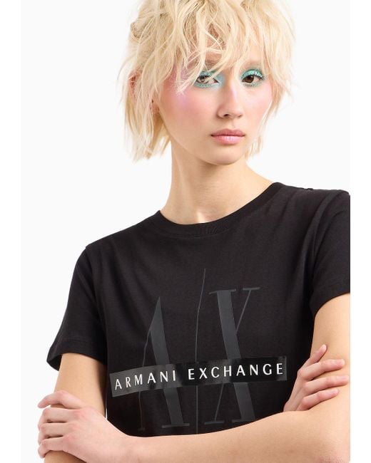 T-shirt Slim Fit Mix Mag In Cotone Organico Asv di Armani Exchange in Black