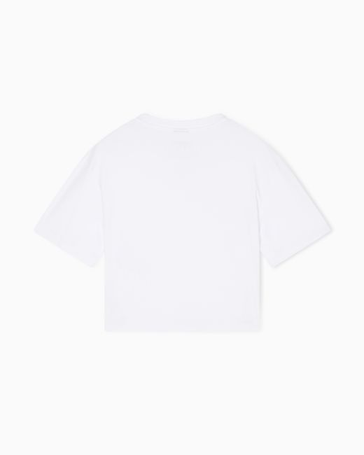 ARMANI EXCHANGE White Cropped Cotton Jersey T-Shirt
