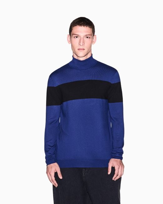 ARMANI EXCHANGE Blue Pullover Viscose Blend for men