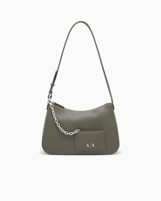 ARMANI EXCHANGE Gray Crossbody Bag With A Textured Grain And Chain