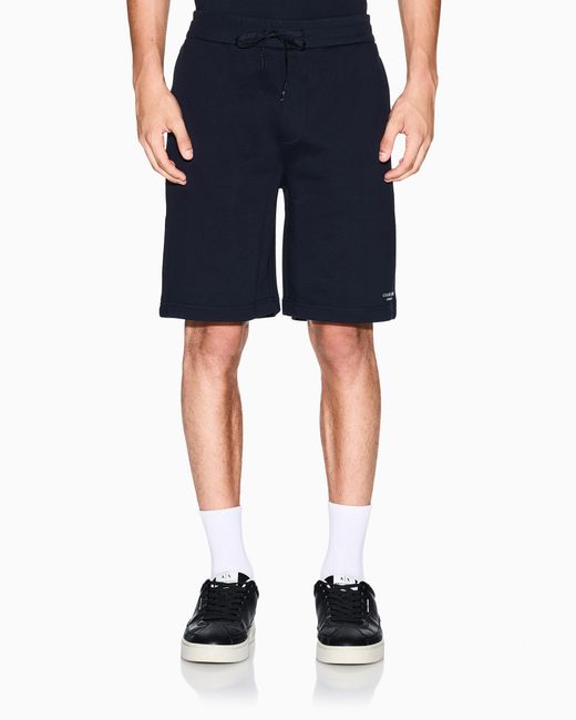 ARMANI EXCHANGE Blue Drawstring Cotton French Terry Shorts With Logo Essential for men