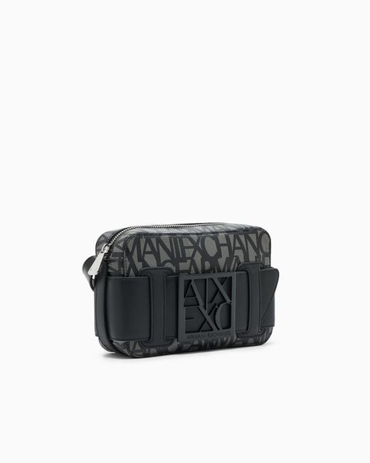 ARMANI EXCHANGE Black Messenger Bag Monogram