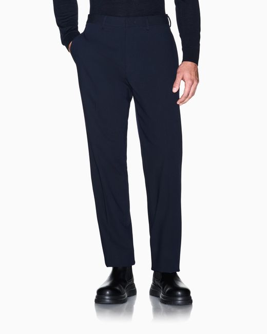 ARMANI EXCHANGE Blue Regular Fit Trousers Stretch Viscose for men
