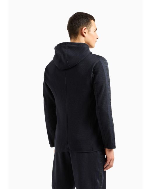 Armani Exchange Blue Cotton Blend Hooded Blazer for men