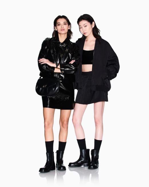 ARMANI EXCHANGE Black Jacquard Logo Mini Skirt