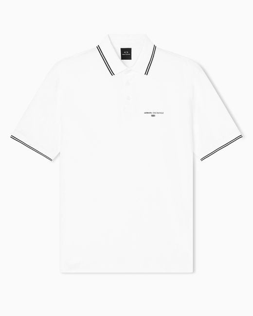ARMANI EXCHANGE White Regular Fit Cotton Jersey Polo Shirt for men