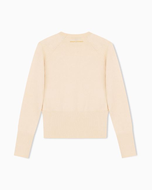 ARMANI EXCHANGE White Regular Fit Pullover Metallic Recycled Viscose Knit