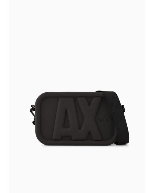 ARMANI EXCHANGE Black Silicone Crossbody Bag With Embossed Logo for men