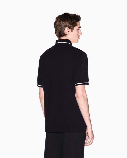 ARMANI EXCHANGE Black Classic And Refined Cotton Piqué Polo Shirt for men