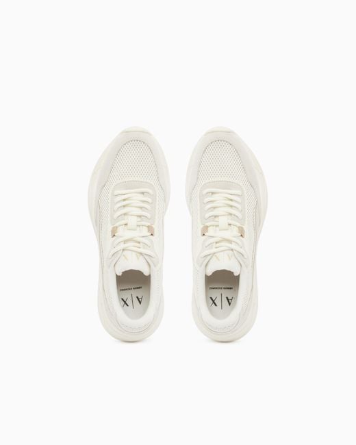 ARMANI EXCHANGE White Technical Fabric Sneakers