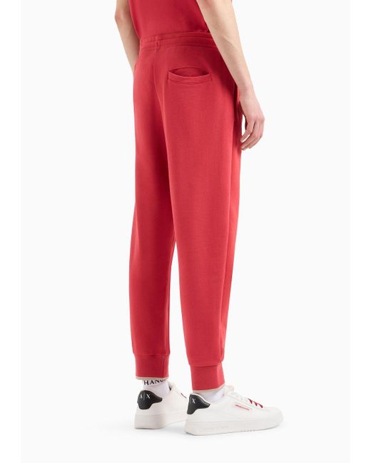 Armani Exchange Red Cotton Jogger Trousers With Side Print for men