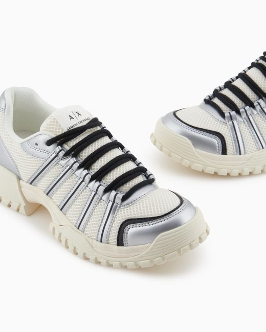 Sneakers Con Inserti Metallizzati di ARMANI EXCHANGE in White da Uomo