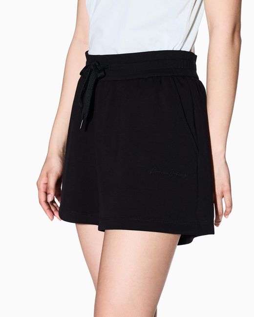 ARMANI EXCHANGE Black Scuba Fabric Shorts With Lettering Logo