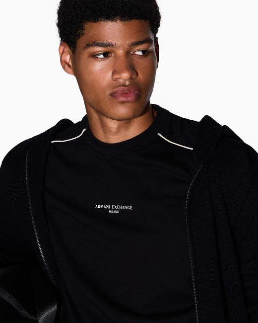 T-Shirt Coupe Régulière Avec Passepoil Contrasté ARMANI EXCHANGE pour homme en coloris Black