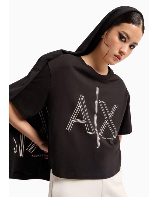 Armani Exchange Black Asv Cropped T-shirt